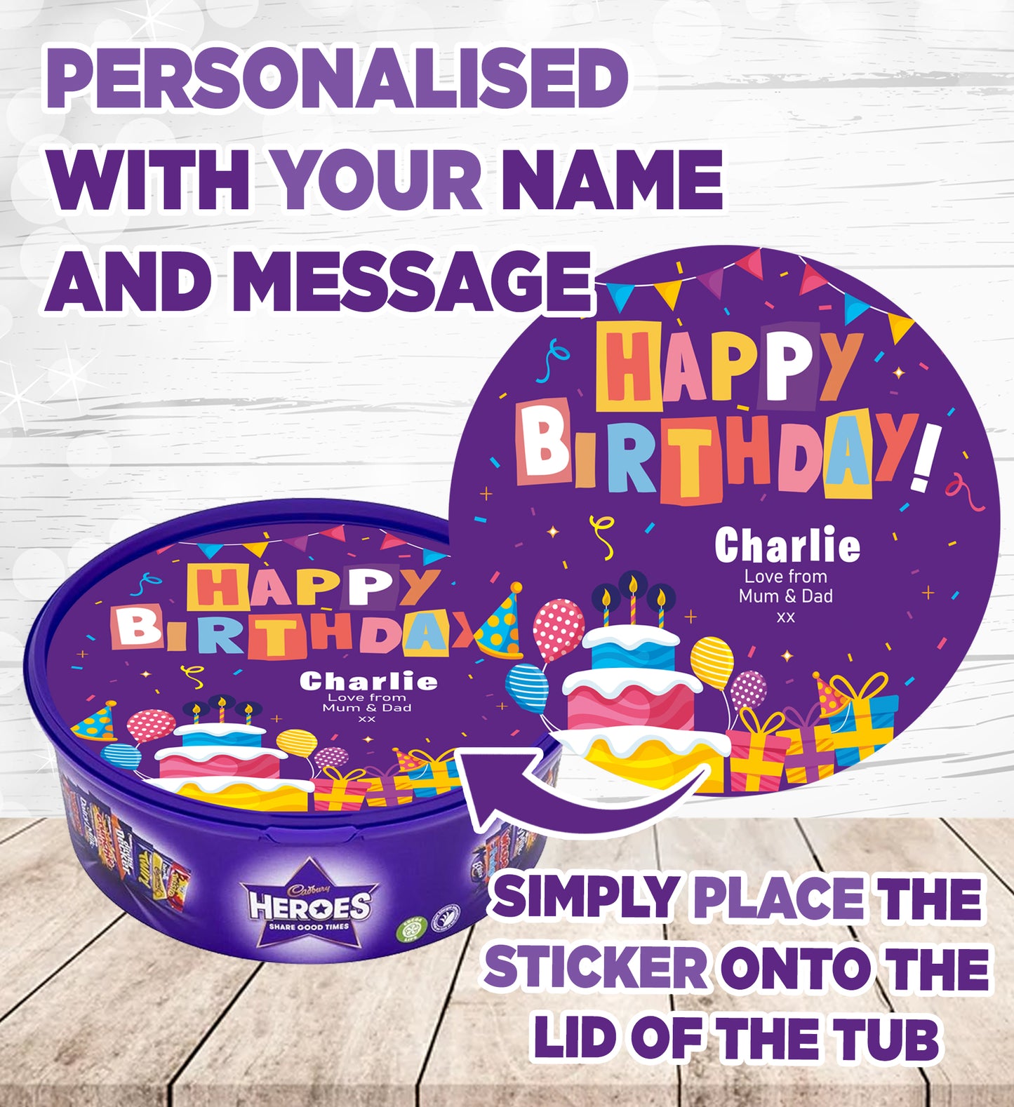 Personalised Label for Heroes Tub - Birthday 02