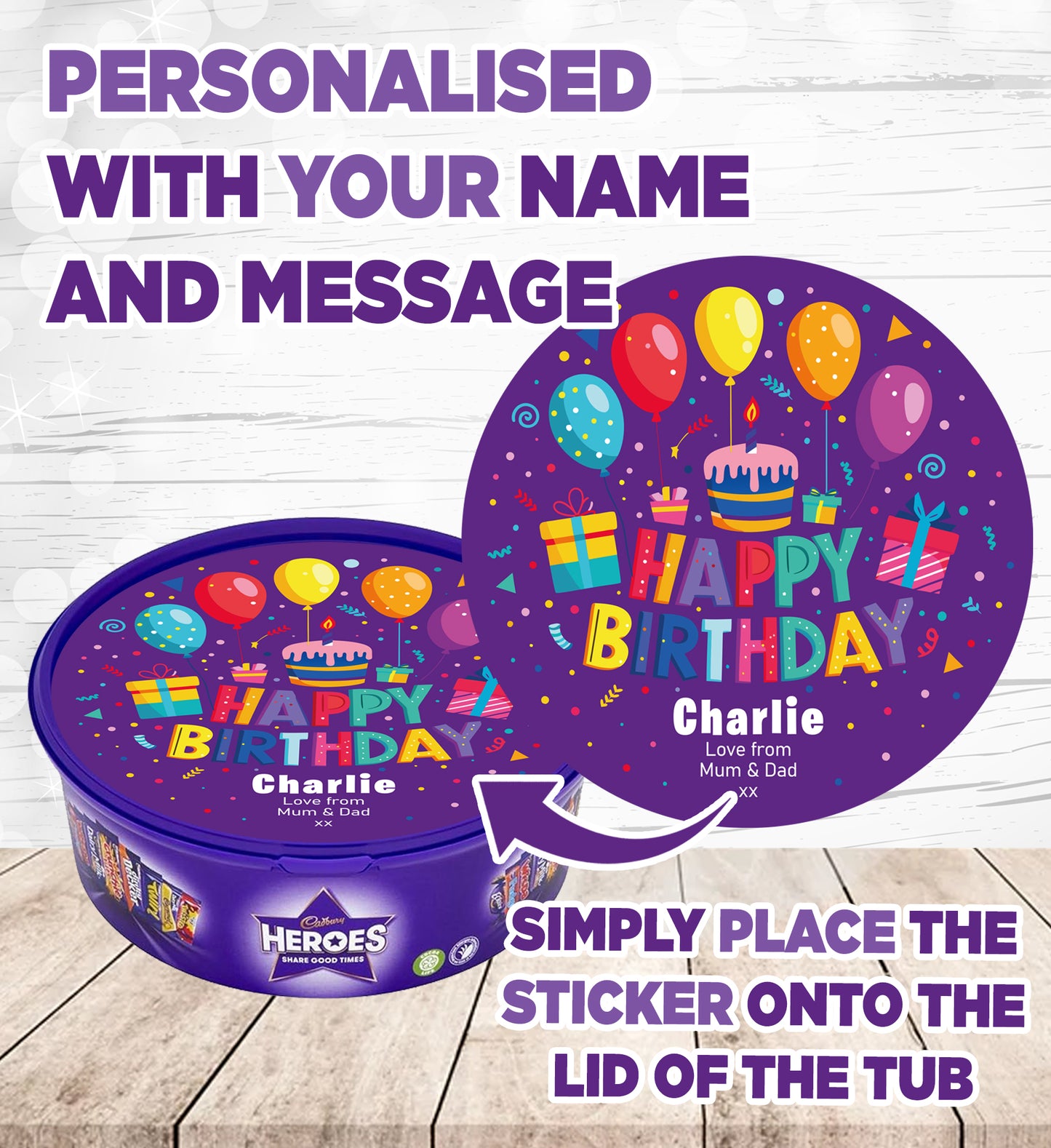 Personalised Label for Heroes Tub - Birthday 03