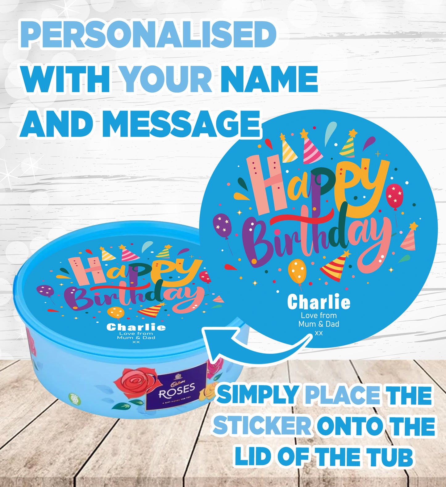 Personalised Label for Roses Tub - Birthday 01