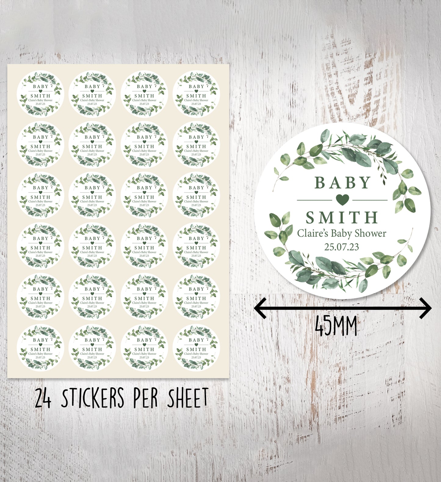Personalised Baby Shower Stickers - Style 01