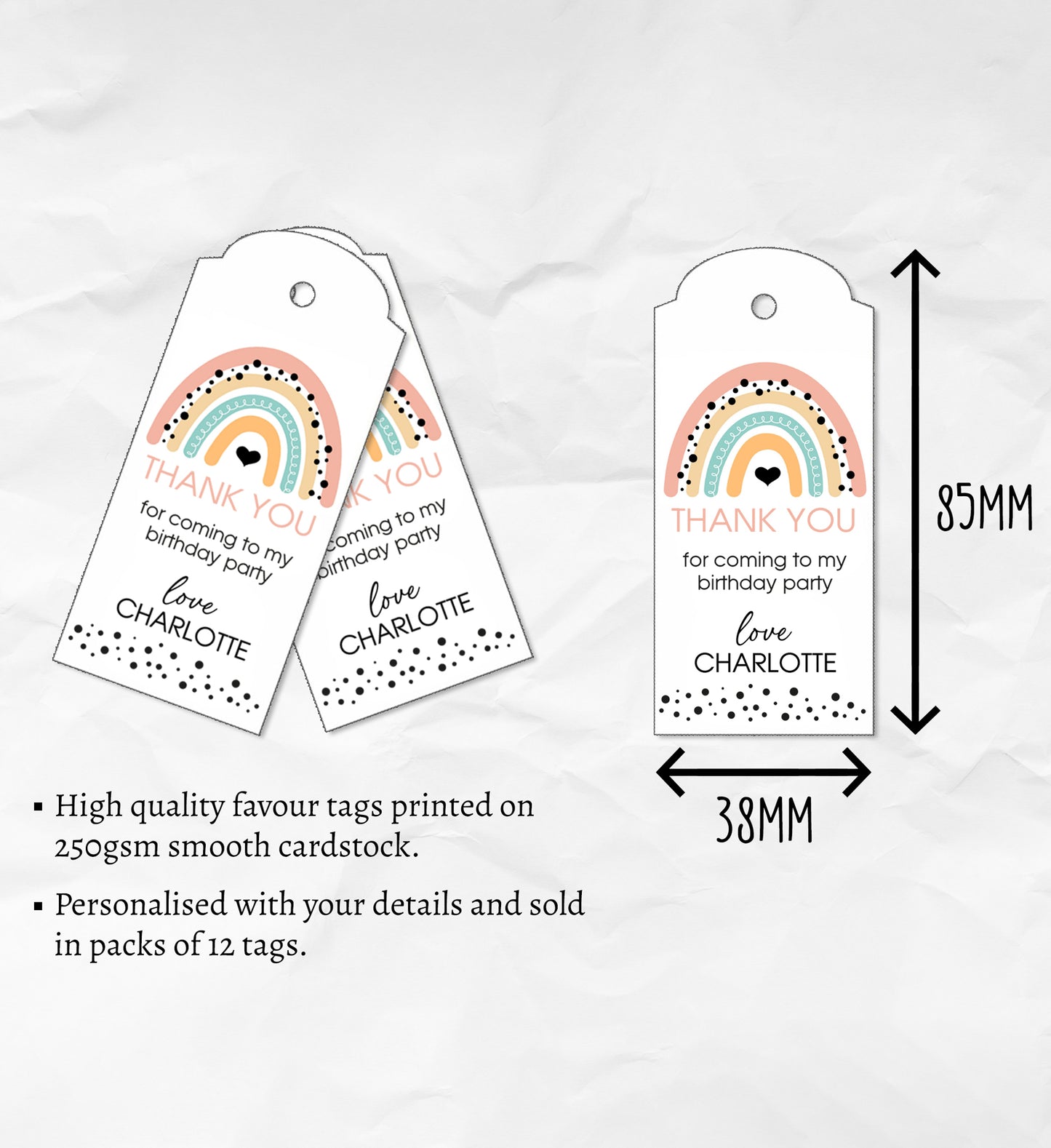 Personalised Rainbow Favour Tags - Classic