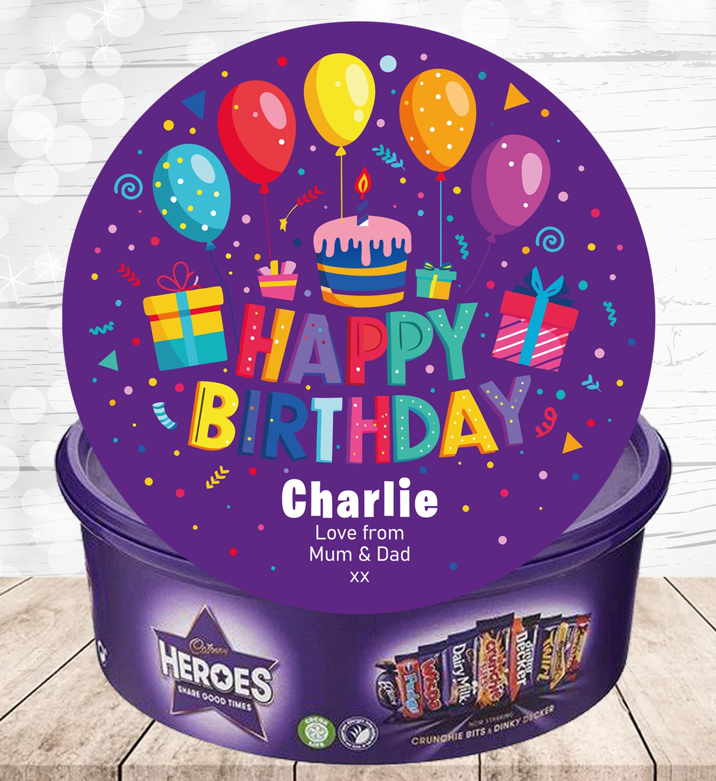 Personalised Label for Heroes Tub - Birthday 03