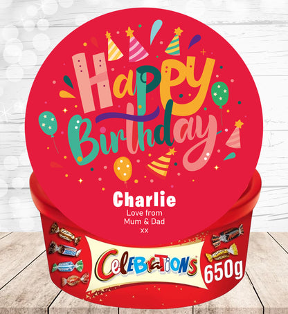 Personalised Label for Celebrations Tub - Birthday 01