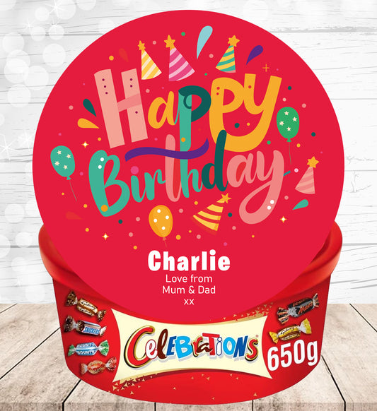 Personalised Label for Celebrations Tub - Birthday 01