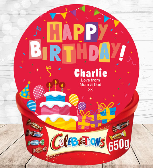 Personalised Label for Celebrations Tub - Birthday 02