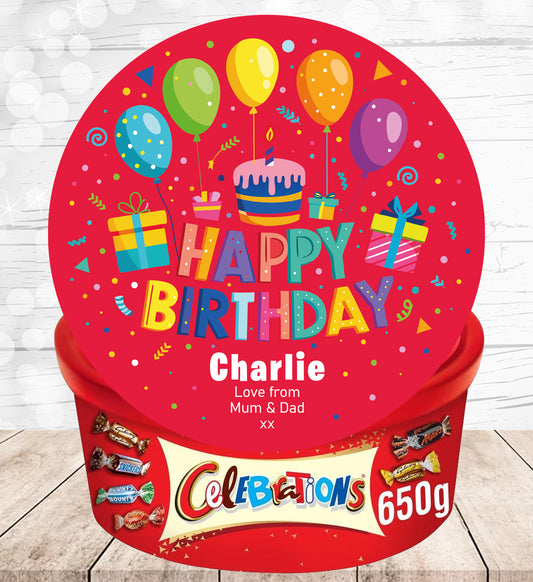 Personalised Label for Celebrations Tub - Birthday 03