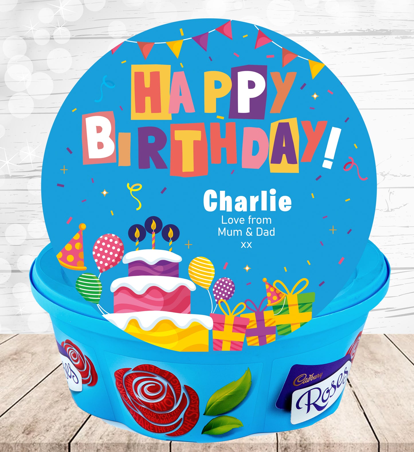 Personalised Label for Roses Tub - Birthday 02