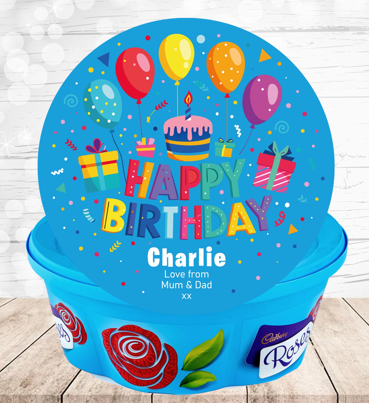 Personalised Label for Roses Tub - Birthday 03